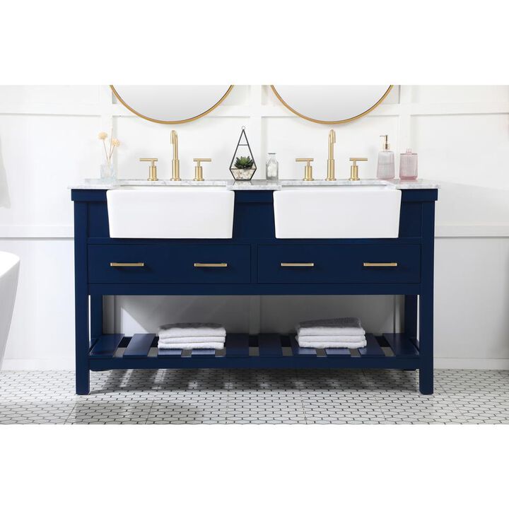 Elegant Kitchen and Bath 60 inch double bathroom vanity in blue