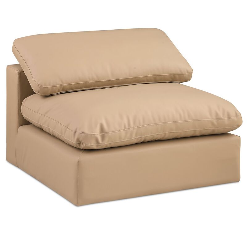 Meridian Furniture Comfy Tan Vegan Leather Modular Armless Chair