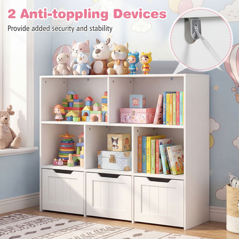 Kids Toy Organizer with Movable Drawers and Open Cubby Storage image number 6