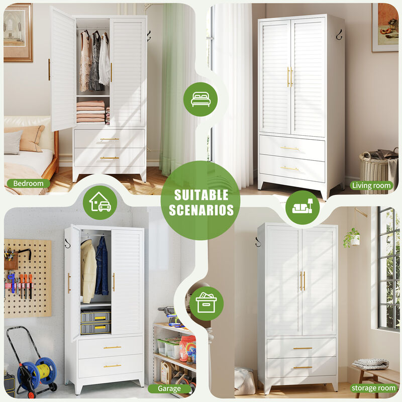 Momlot Metal Wardrobe Closet with 2 Doors image number 6