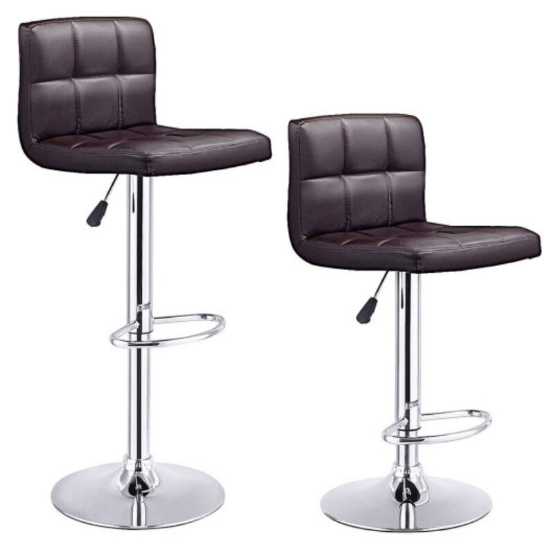 Set of 2 PU Leather Swivel Bar Stools Pub Chairs image number 0