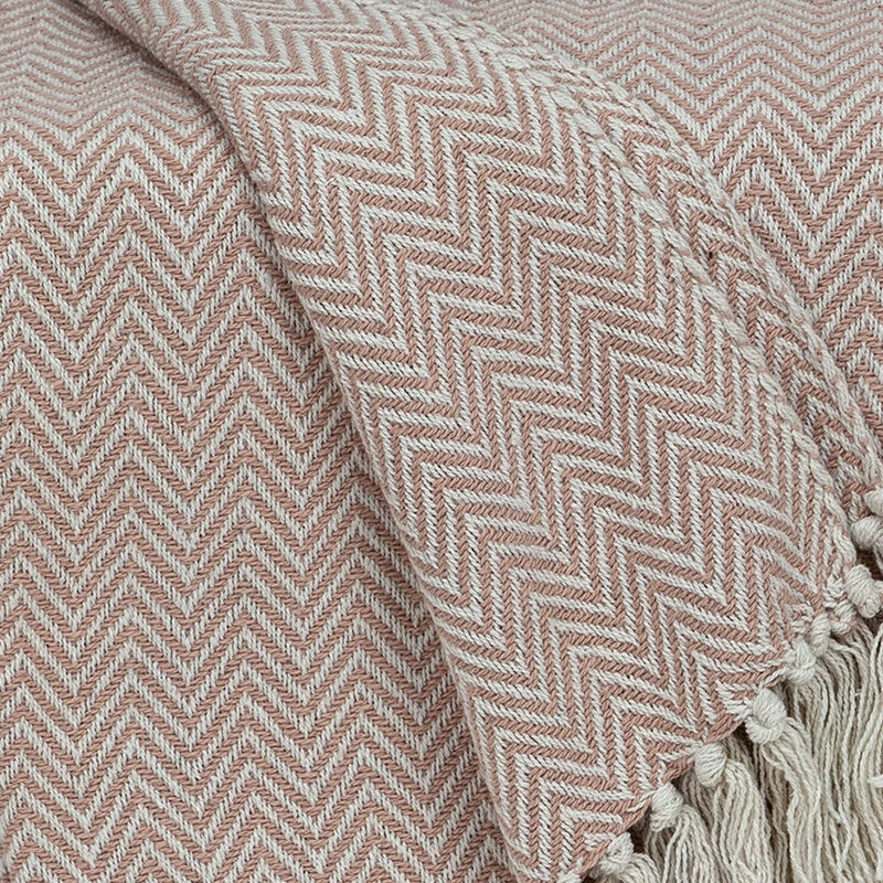 HomeRoots Pink Woven Cotton Solid Color Reversable Throw image number 3