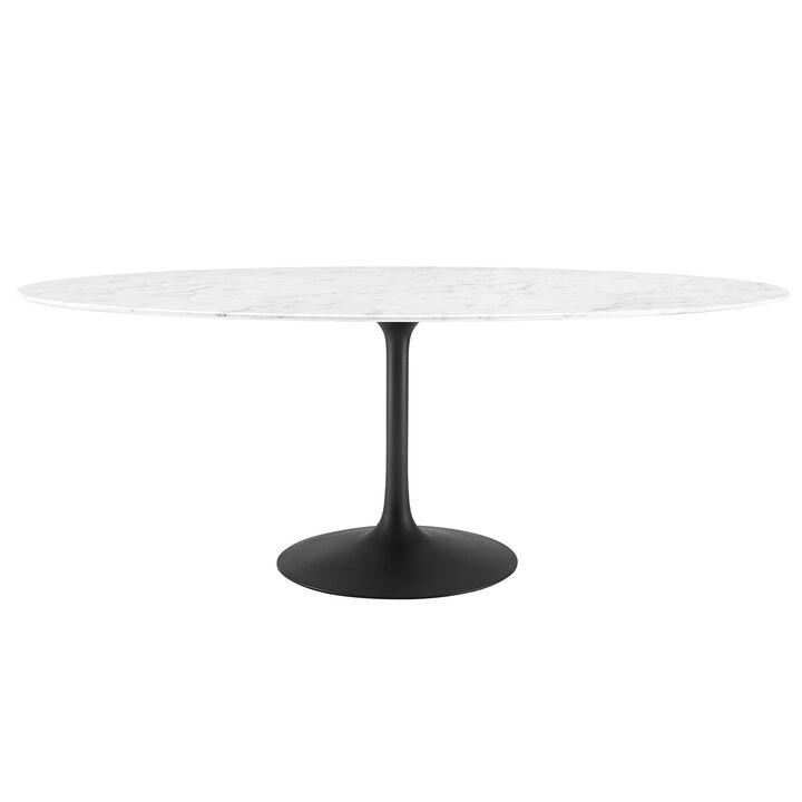 Modway - Lippa 78" Oval Artificial Marble Dining Table Black White