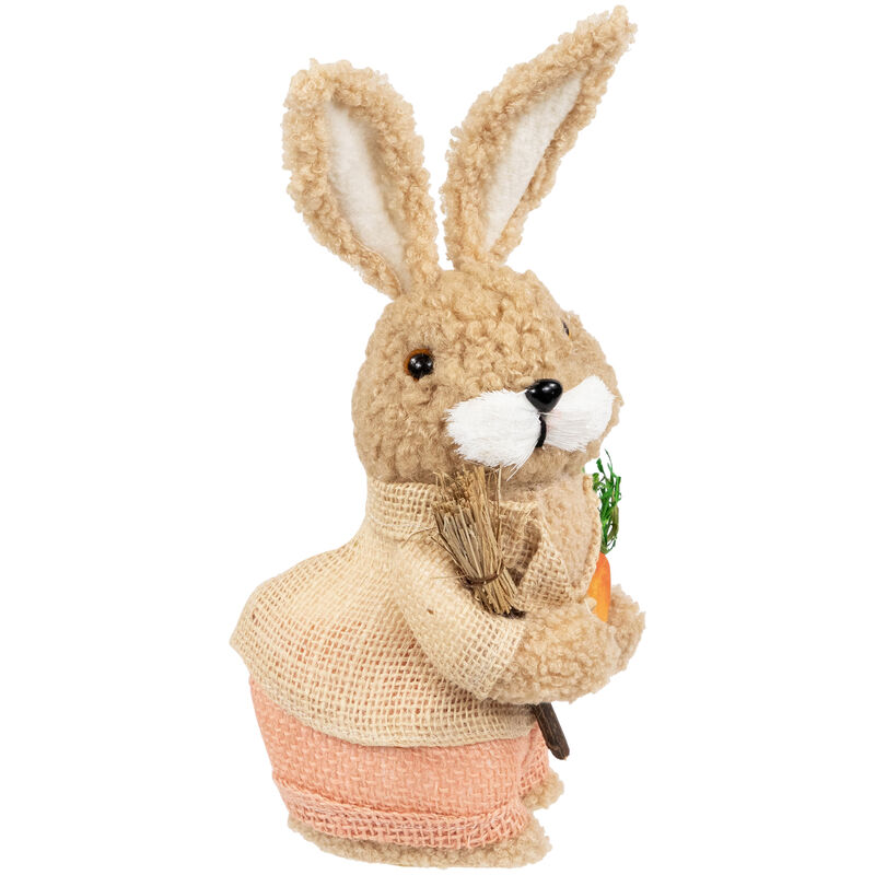 Plush Boy Easter Rabbit Figurine with Carrots - 11"
