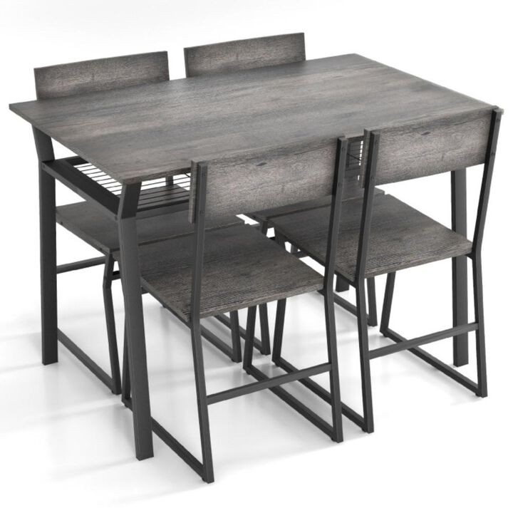 Hivvago 5 Piece Dining Table Set with Storage Rack and Metal Frame