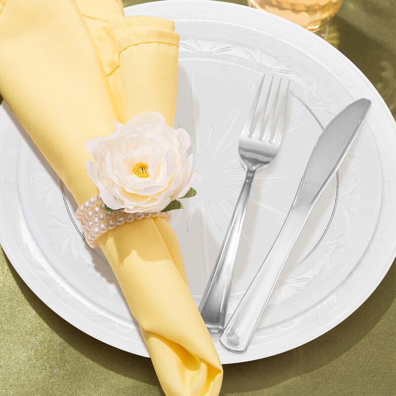 Clear Floral Round Plastic Wedding Value Set (120 Sets) image number 7
