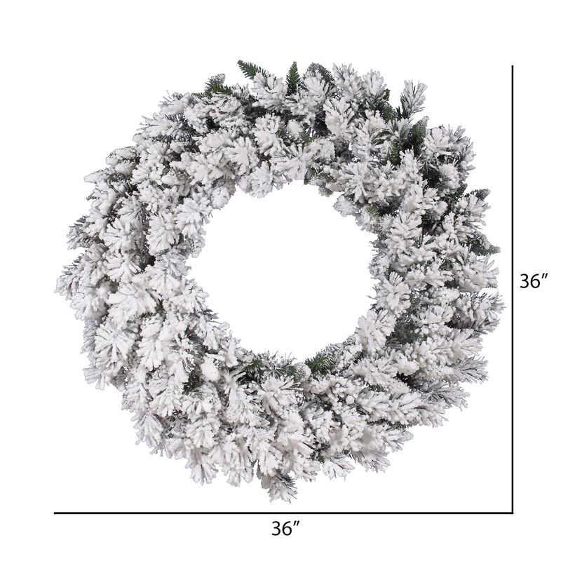 Vickerman 36" Flocked Snow Ridge Artificial Christmas Wreath, Unlit - Faux Snowy Christmas Wreath - Indoor Seasonal Home Wall Decor image number 1