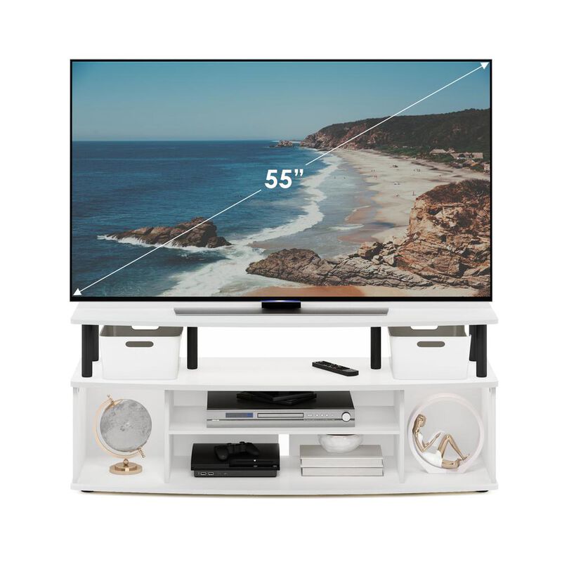 Furinno JAYA Large Entertainment Center Hold up to 55-IN TV, White/Black