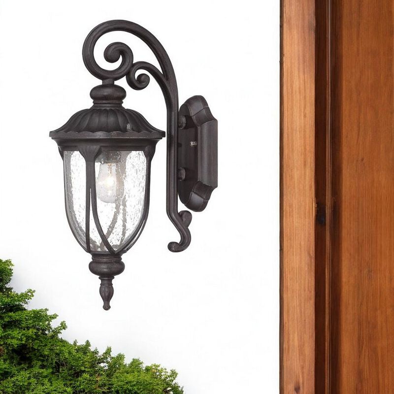 Hivvago Black Cast Aluminum Glass Lantern Wall Sconce