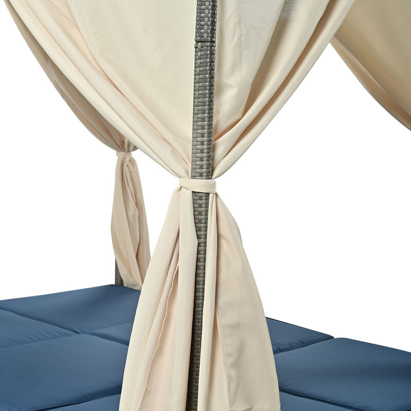 Merax  Adjustable Outdoor Patio Sun Bed With Curtain