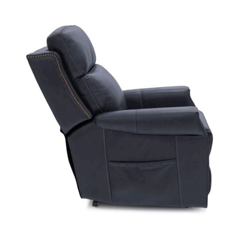 Blue Leather Recliner Chair with Lift, Heat, Power Headrest, and USB image number 5