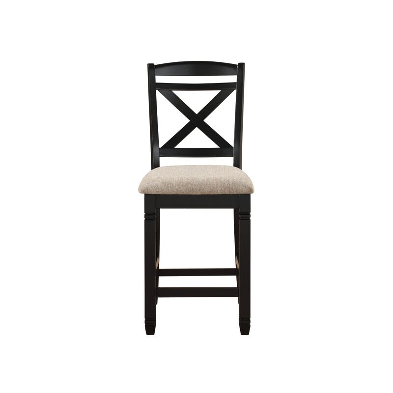 Streamdale 2-Piece Black Dining Chairs with Beige Fabric Seat