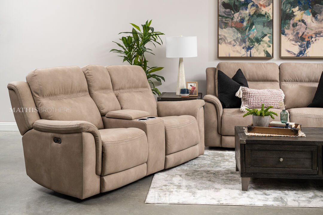 Ashley DuraPella Dual Power Reclining Loveseat with Console