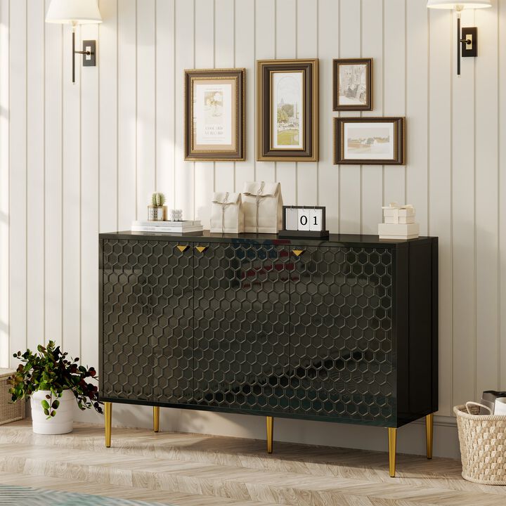 MONDAWE Free Standing Storage Cabinet, 3-Door Sideboard with Metal Knobs and Adjustable Shelf Accent Cabinet