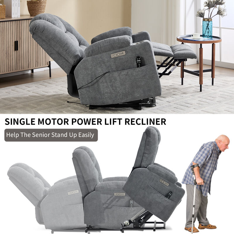Power Lift Recliner Chair with Massage and Heat, Overstuffed Recliners image number 4