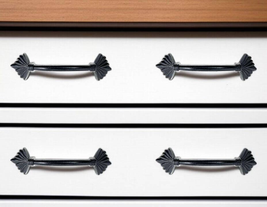 HomeRoots Set of Six Antiqued Silver Metal Drawer Pull Knobs