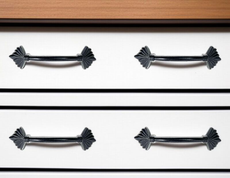HomeRoots Set of Six Antiqued Silver Metal Drawer Pull Knobs image number 1
