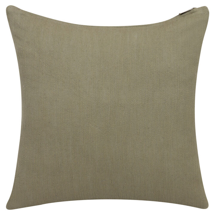HomeRoots 20" Sage Green Cotton Throw Pillow With Buttons