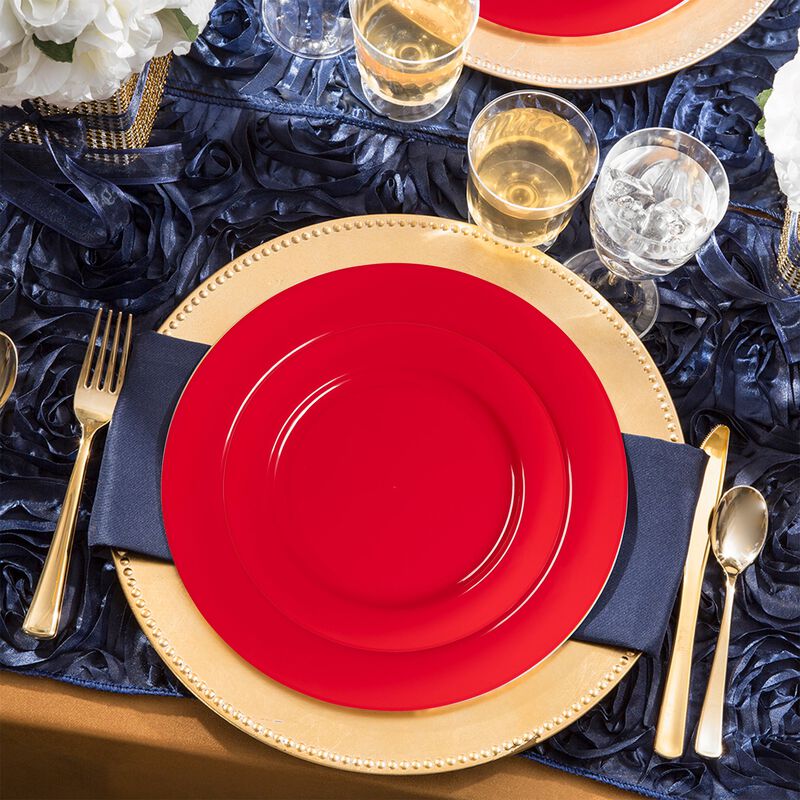 Solid Red Holiday Round Plastic Wedding Value Set (30 Sets) image number 7