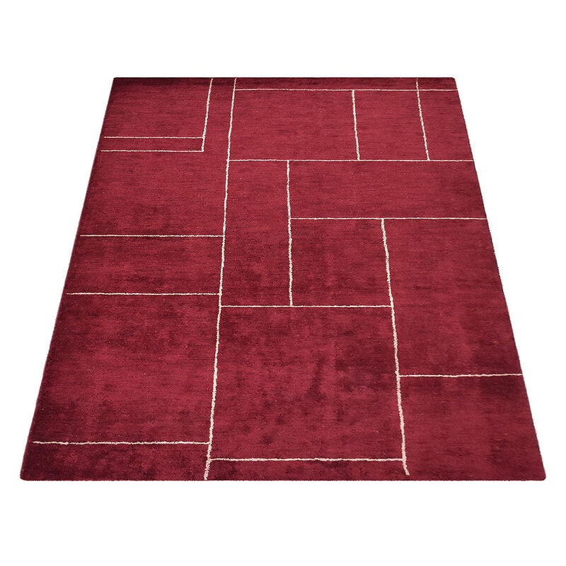 RUGSOTIC CARPETS HAND KNOTTED LOOM SILK ECO-FRIENDLY AREA RUGS  - Geometric Design, High Pile Thick Handmade Anti Skid Area Rugs for Living Room, Bed Room (LS1223) image number 1