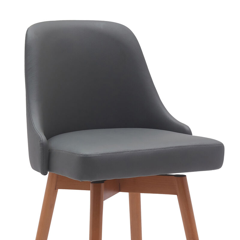 HomeRoots Solid Wood and Fabric Armless Swivel Bar Stool image number 4