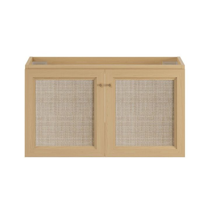 Classe 36" Wall-Mounted Bathroom Vanity in Natural Oak without Sink Top