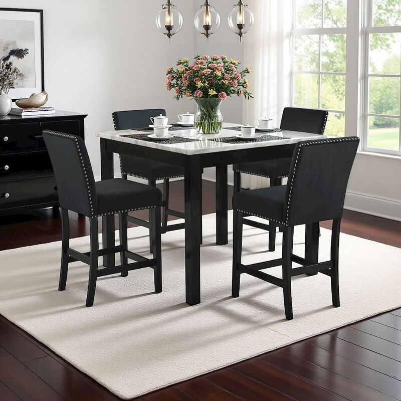 Black Round Dining Table Set for 4 &ndash; 5-Piece Kitchen Table and Chairs image number 2