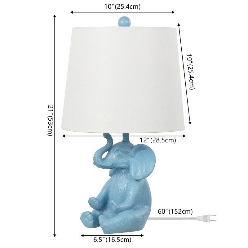 Kairi Modern Shabby Chic Resin/Iron Happy Elephant LED Kids' Table Lamp with Phone Stand