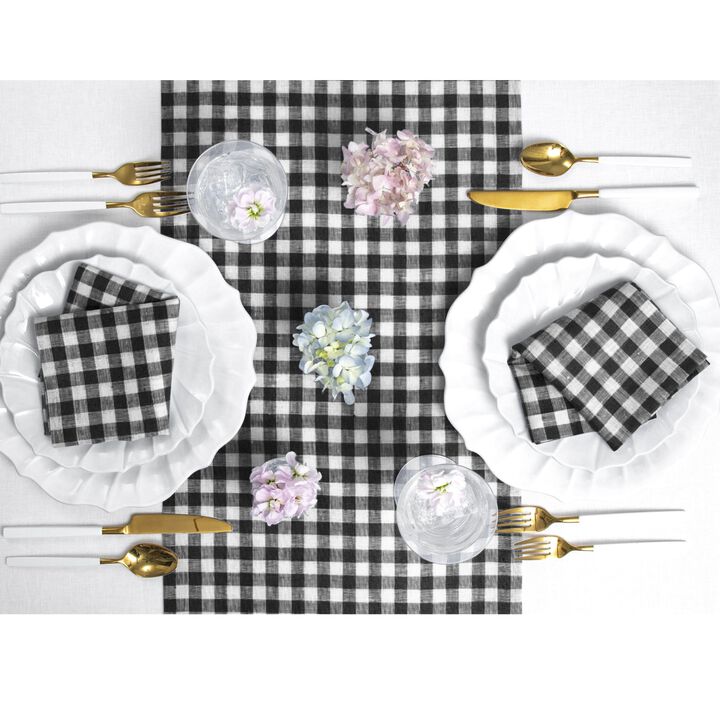 Solino Home 100% Pure Linen Table Runner - Gingham Check