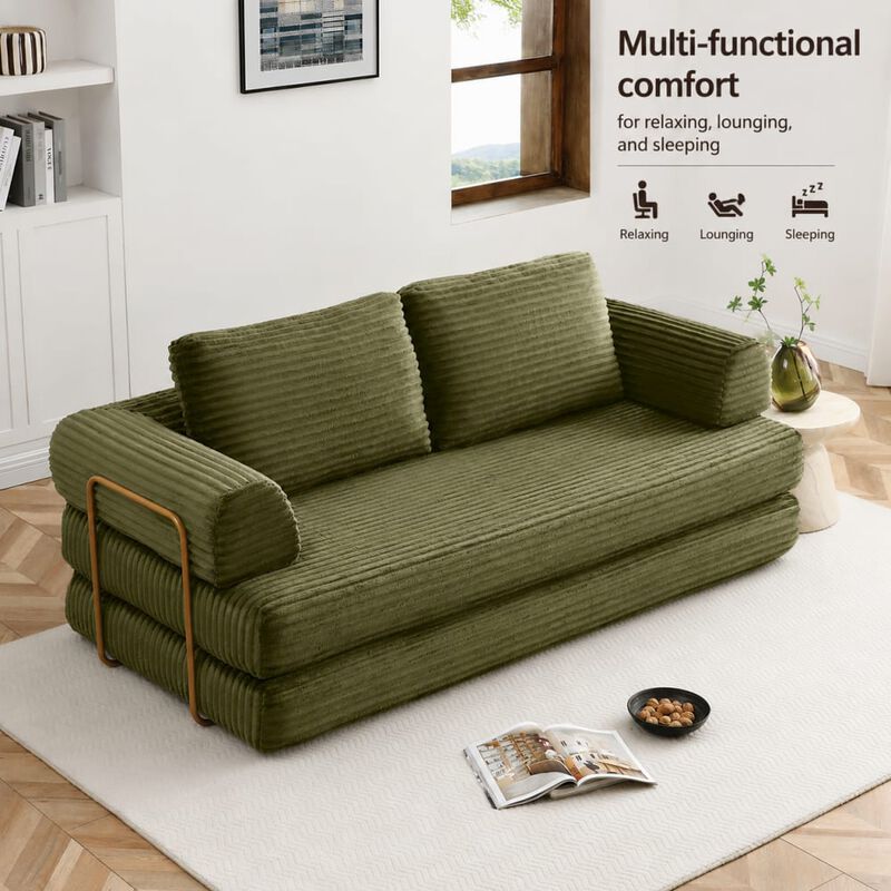 GOODSILO Convertible Multi-Functional Folding Floor Couch Futon Sleeper Sofa Bed with Included Pillows for Living Room, Bedroom, Lounging and Guest Accommodation image number 4