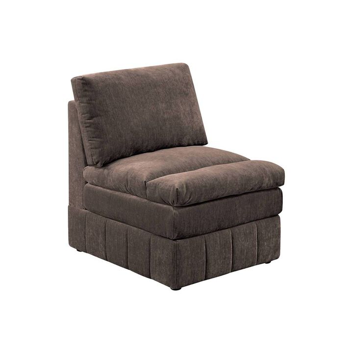 Contemporary 1pc Armless Chair Modular Chair Sectional Sofa Mink Morgan Fabric Suede