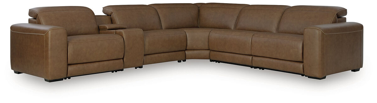 Rally-Up 6-Piece Dual Power Leather Reclining Modular Sectional with Console