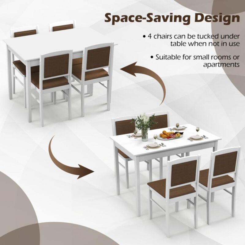 Hivvago 5-Piece Dining Set for 4 with Rubber Wood Legs for Small Dining Room