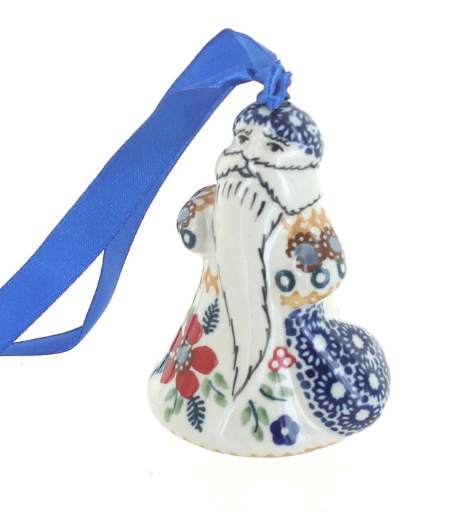 Blue Rose Polish Pottery Blue Violet Father Christmas Ornament