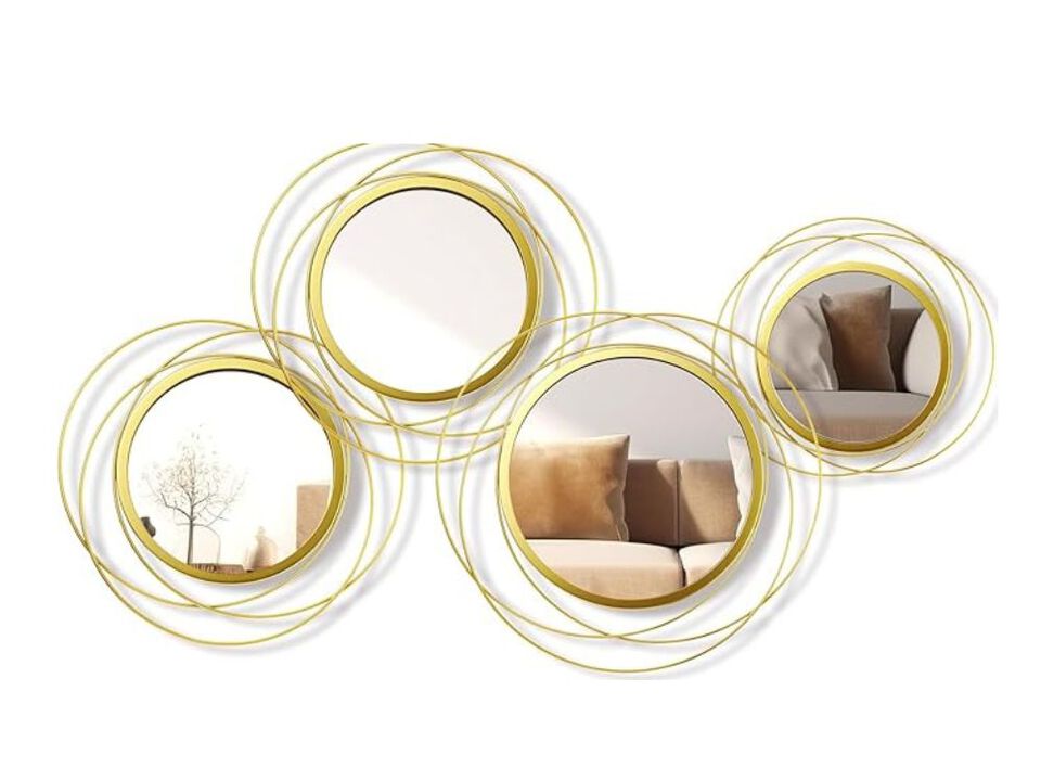 Hicarer 4-Piece Gold Circle Wall Mirror Set – Modern Metal Decor