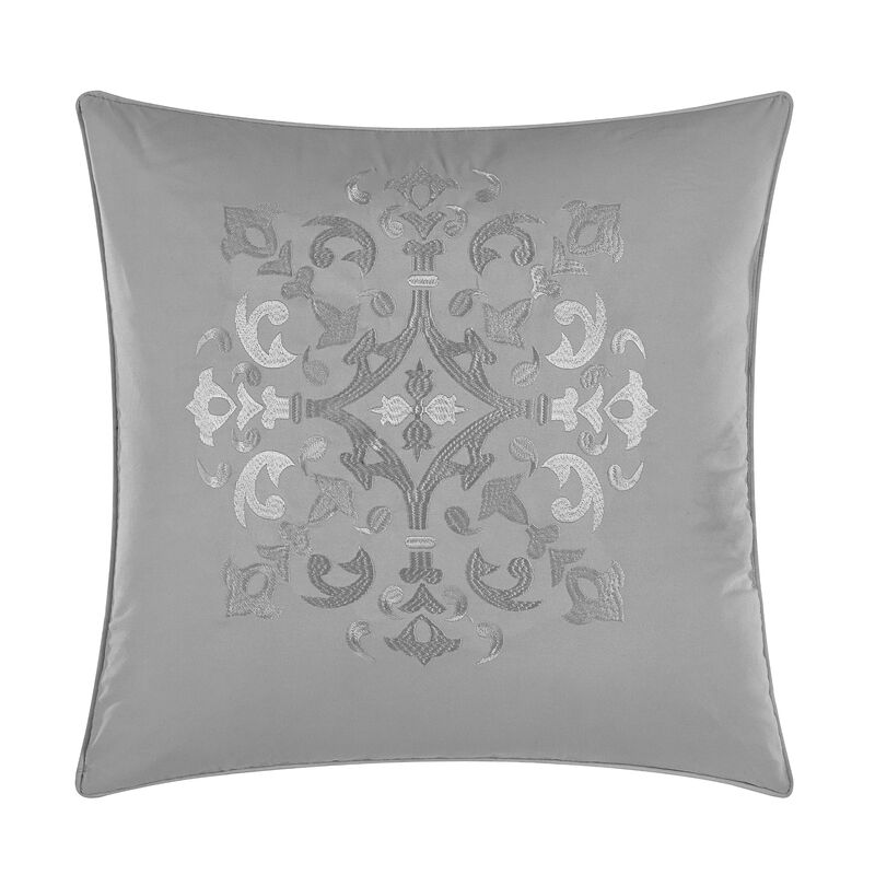 Chic Home Ahtisa Comforter Set Jacquard Floral Applique Design Bed in a Bag Grey, Queen
