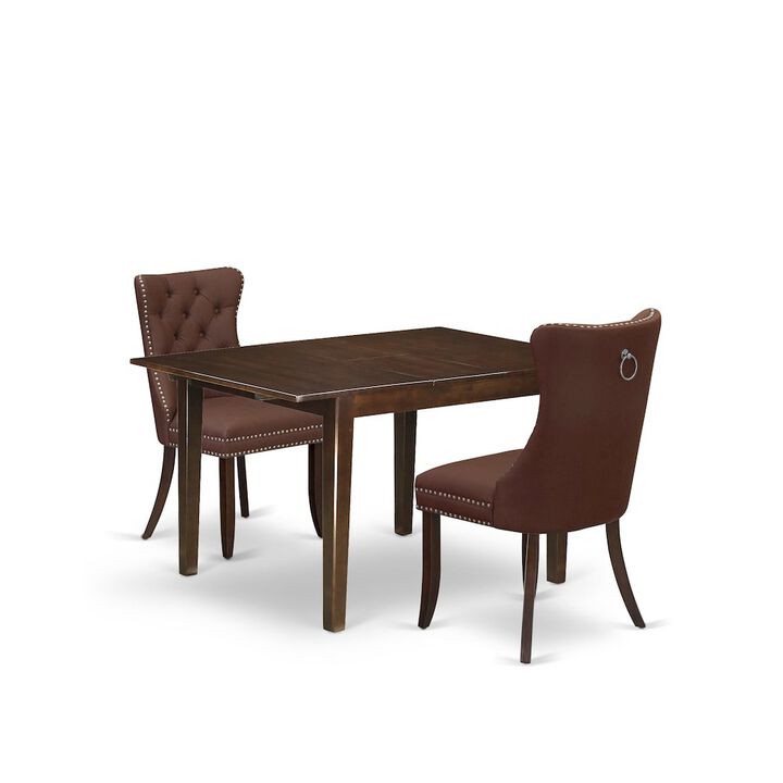 3 Piece Kitchen Set Consists of a Rectangle Dining Table with Butterfly Leaf