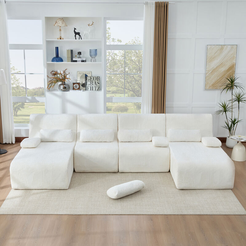 Modular Sofa with Arm Pillows, Vacuum-Compressed Packaging image number 2