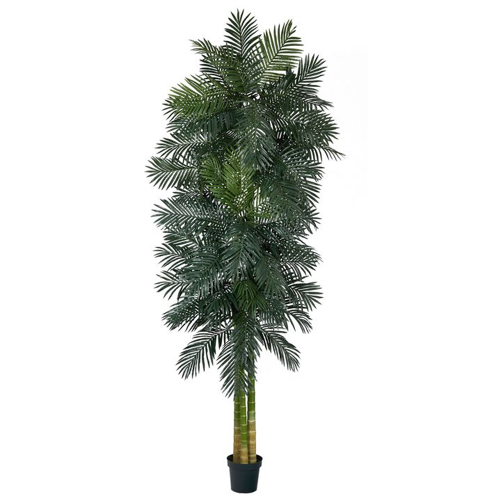 HomPlanti 10 Feet Triple Stalk Golden Cane Artificial Palm Tree