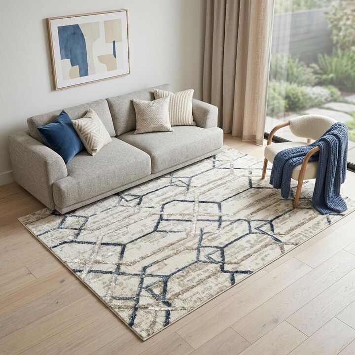 HomeRoots Geometric Non Skid Area Rug
