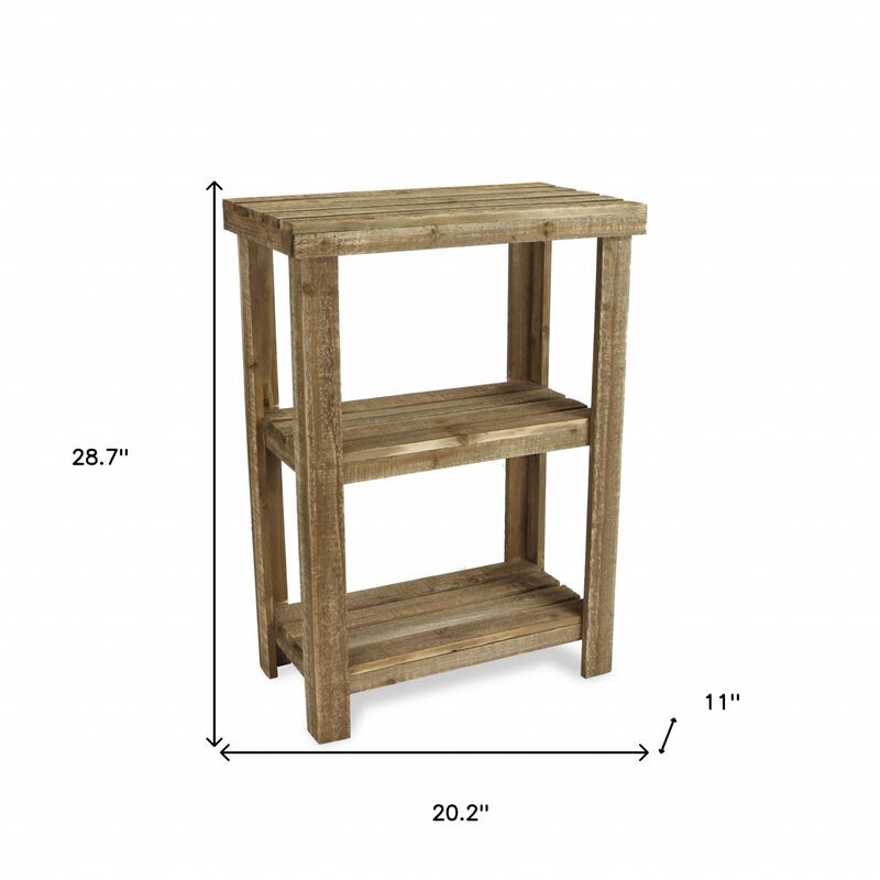 Homezia Rustic Natural Wood Finish 2 Shelf  Side Table