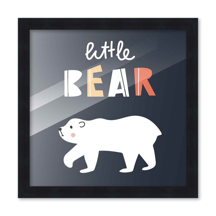 10x10 Framed Nursery Wall Art Little Bear Poster In Black Wood Frame For Kid Bedroom or Playroom