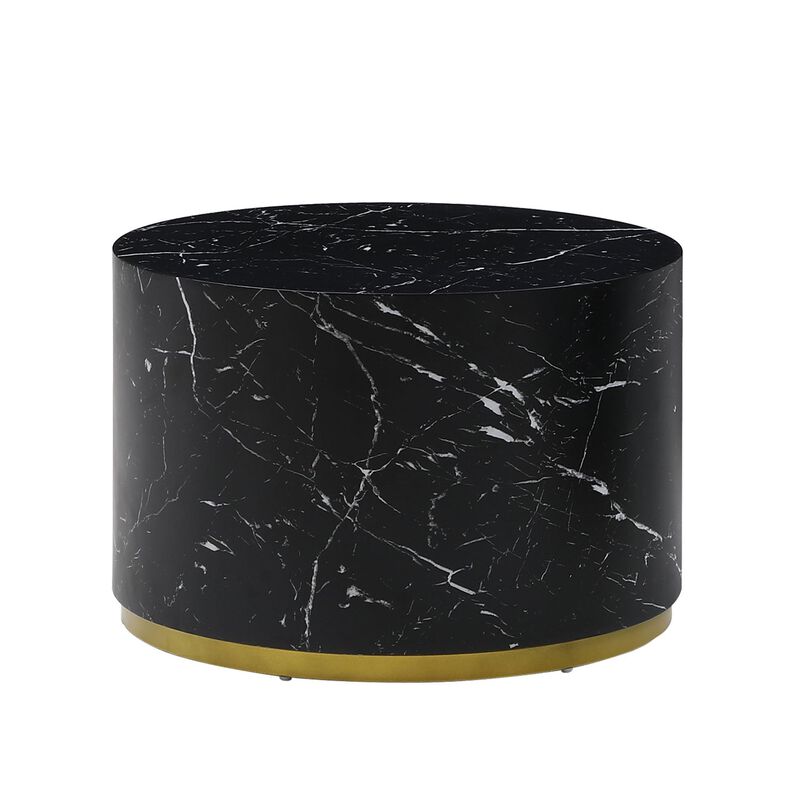Marble Pattern Cocktail Table with Gold Metal Base - Stylish and Sturdy Furniture for Elegant Spaces