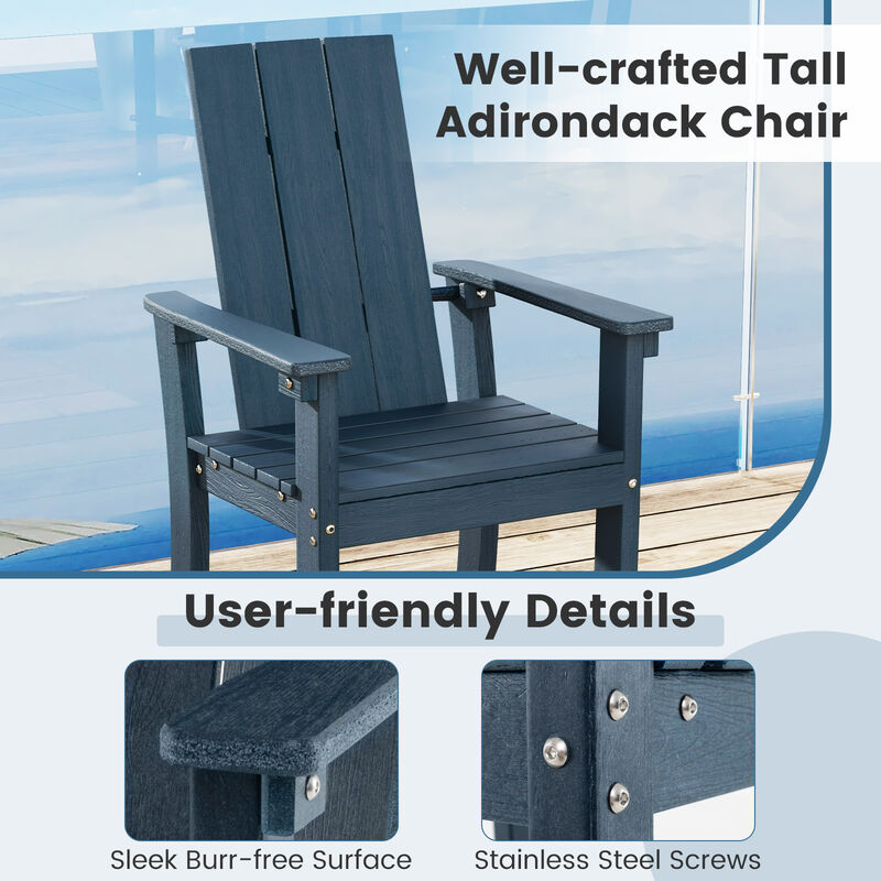 Adirondack Outdoor Bar Stool with Ergonomic Backrest &ndash; Comfortable Patio Seating