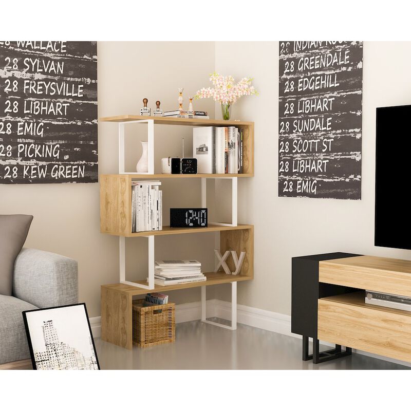 Decorotika Adriana Bookcase White&Oud Oak