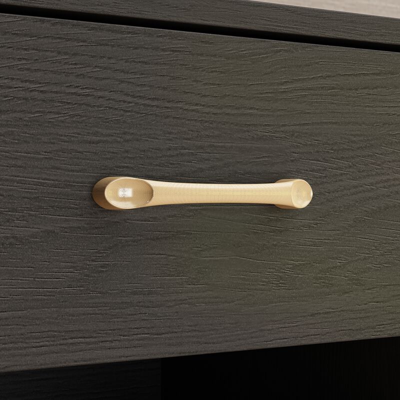 Nightstand with Drawer & Shelf, Industrial Style, Gold Metal Legs, End Table Black (15.7”W x 11.8”D x 23.6”H)