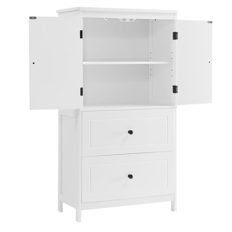 Whisen Bathroom Storage Cabinet, Cabinet with Double Doors, Drawers and Adjustable Shelf