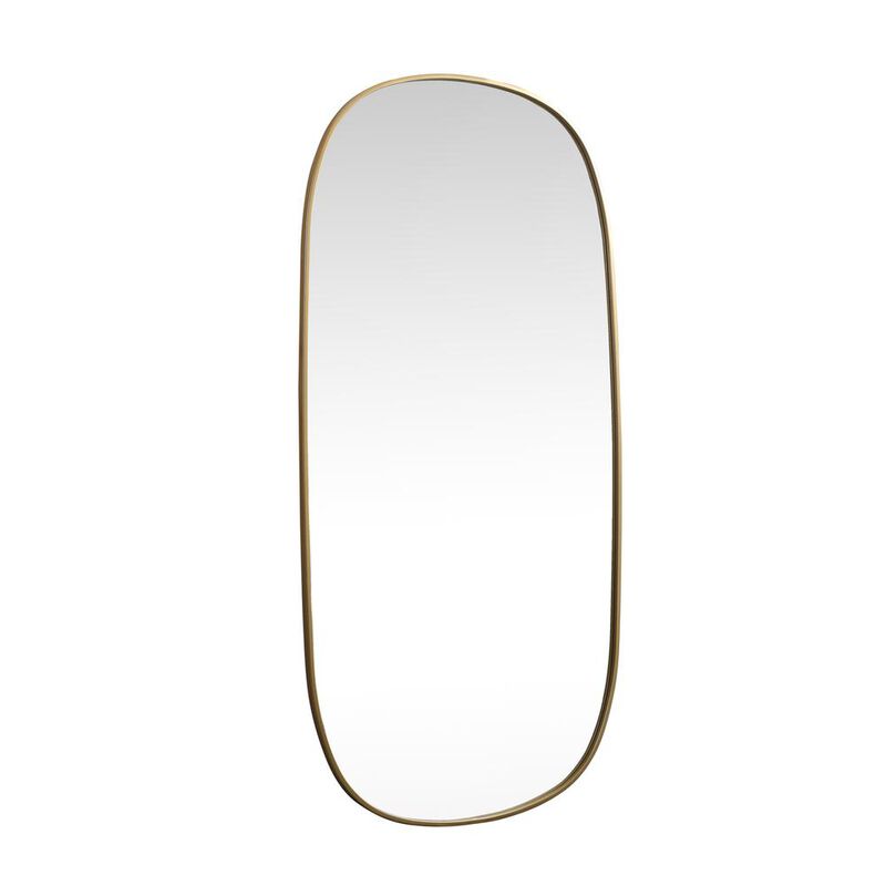 Elegant Decor Metal Frame Oval Mirror 30x60 Inch in Brass