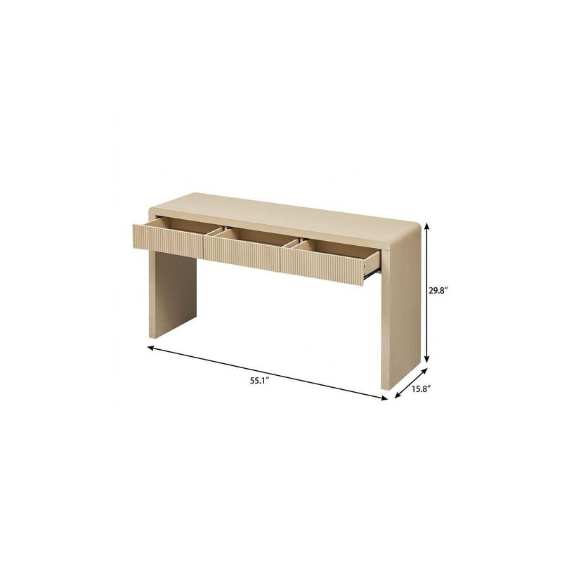 HomeRoots 55" Black Wood Double Pedestal Console Table With Three Drawers image number 3