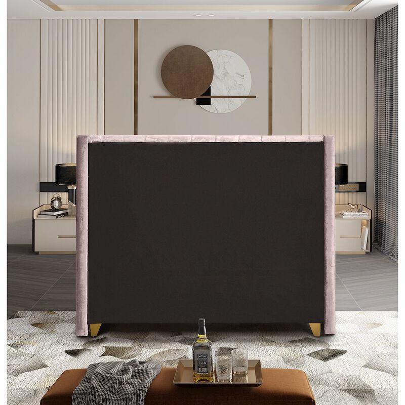 Meridian Furniture Barolo Pink Velvet Full Bed